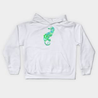 Seahorse Design in Turquoise and Greens Paint Splatter Kids Hoodie